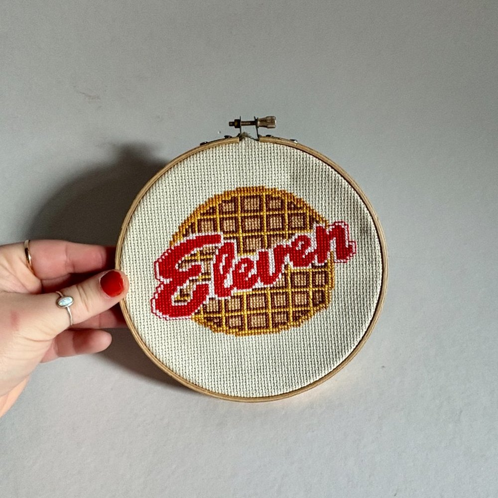 Stranger Things Eleven Waffle Cross Stitch Wall Hanging Decor - Picture 4 of 5